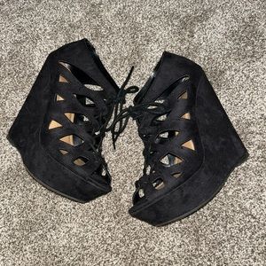 Black Suede Wedges